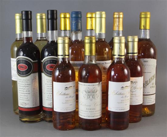 Fourteen assorted bottles of sweet white wines to include two bottles of Chateau de Myrat, Sauternes, 1998, one